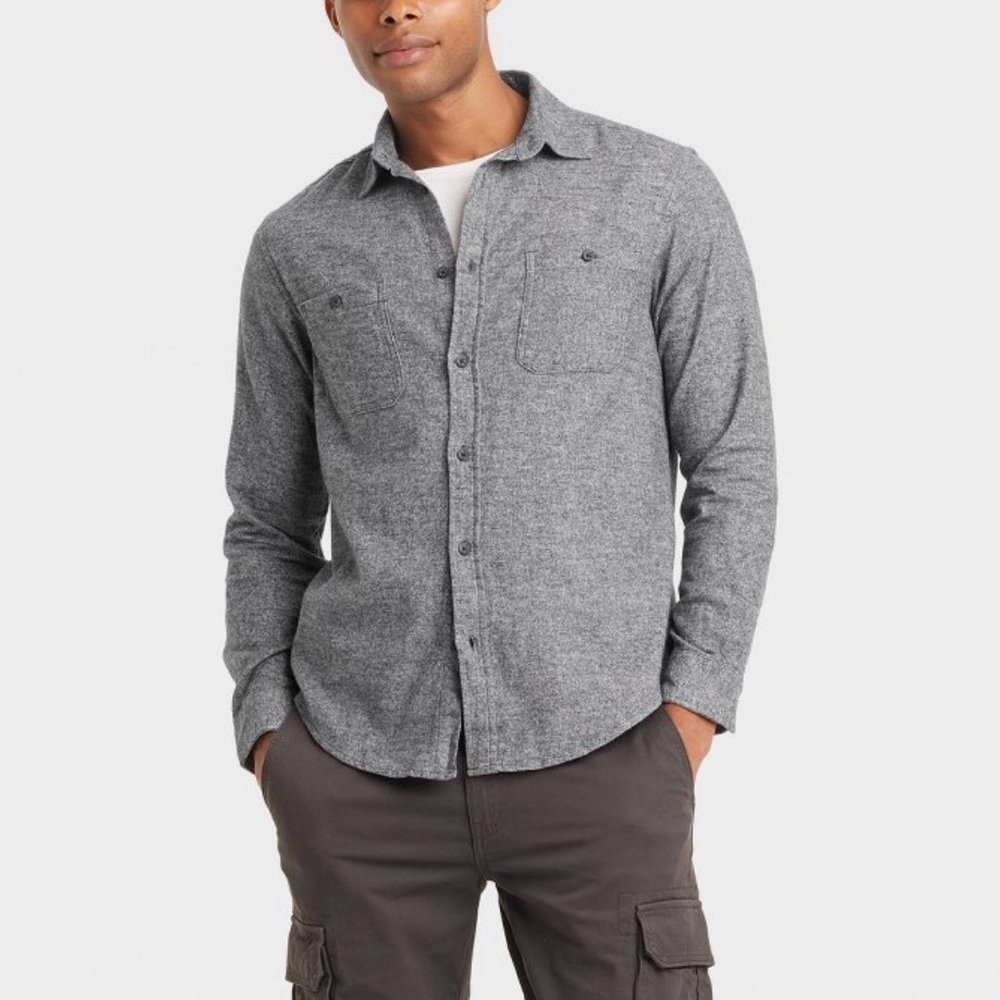 Goodfellow & Co. Flannel casual Button Down Shirt in Heather Gray